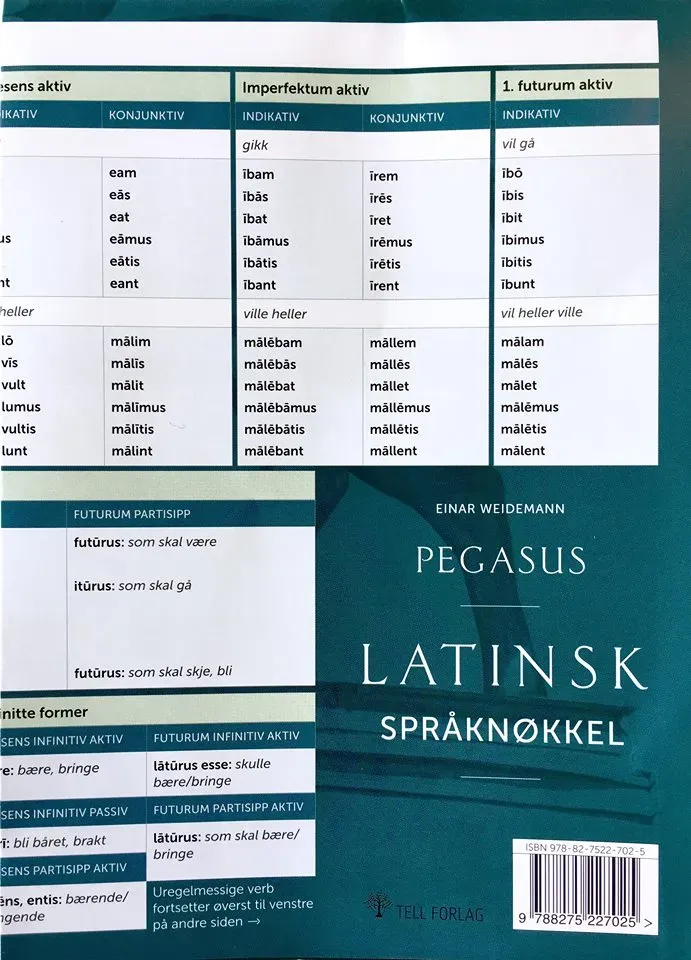 Tell Forlag Pegasus språknøkkel latin ark bøyninger