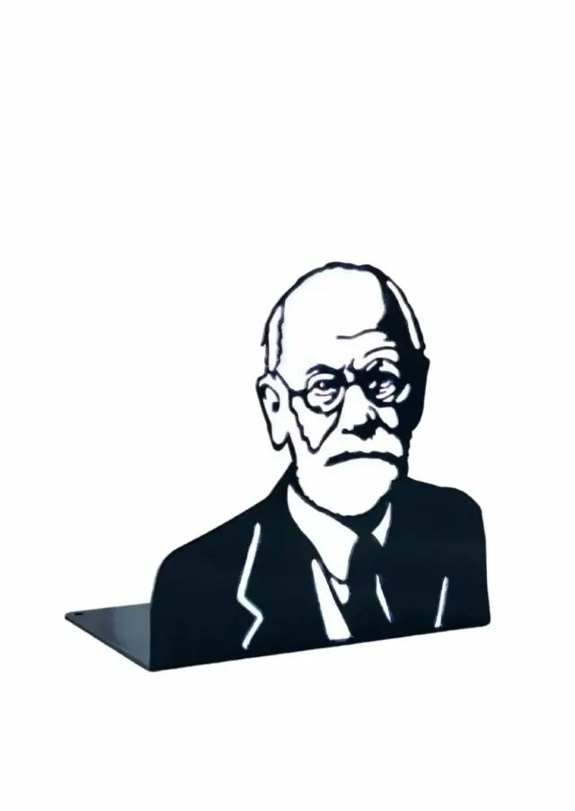 Megafon Forlag Sigmund Freud bokstøtte stål sort