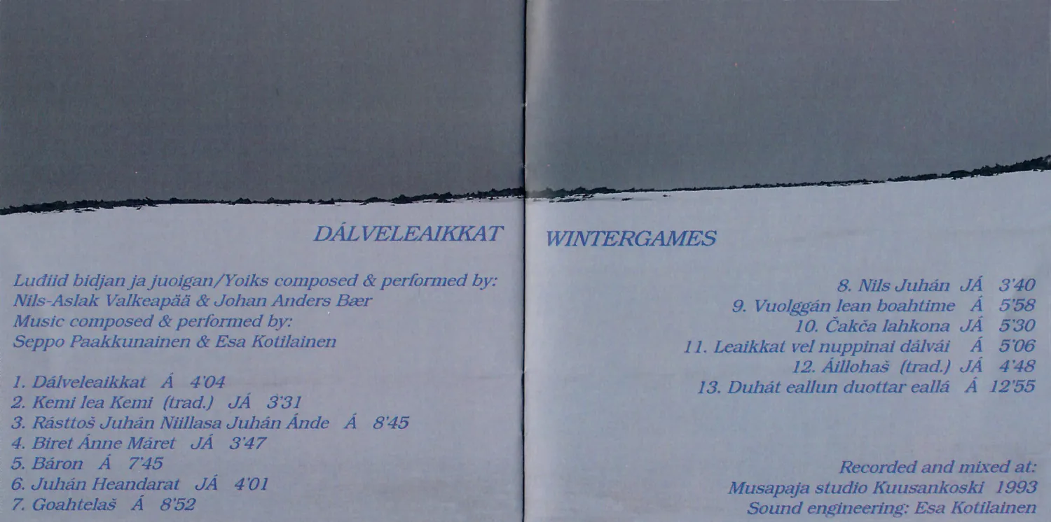 DAT Dálveleaikkat Wintergames CD med OL-joik 1994