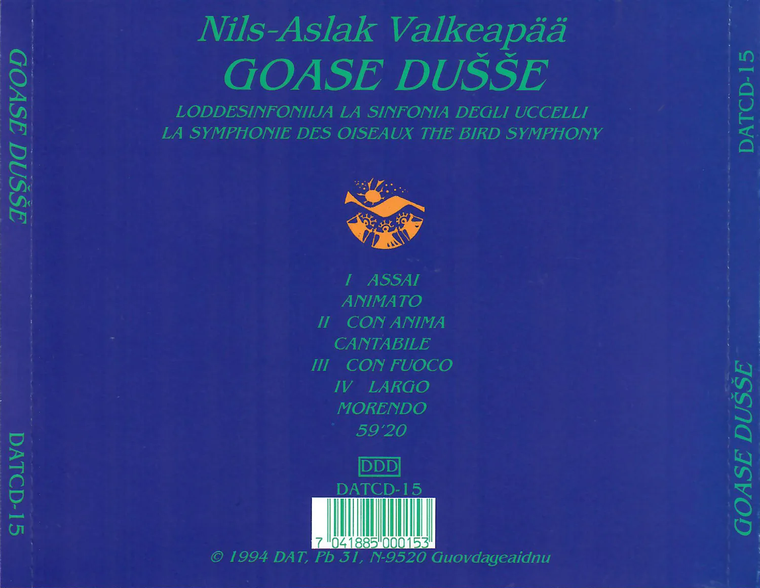 Dat Nils-Aslak Valkeapää Goase dušše fuglesymfoni-CD