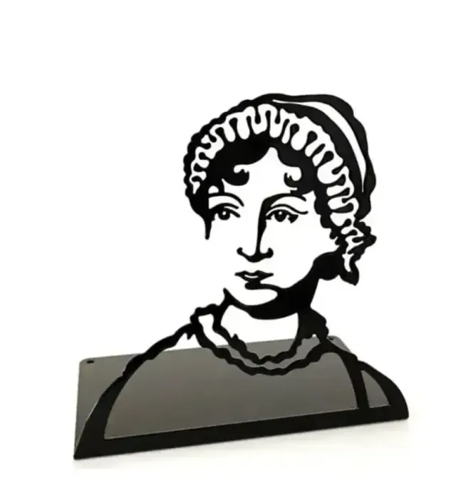 Megafon Forlag Novellix Siluett Jane Austen bokstøtte sort stål