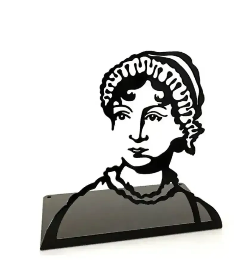 Megafon Forlag Novellix Siluett Jane Austen bokstøtte sort stål