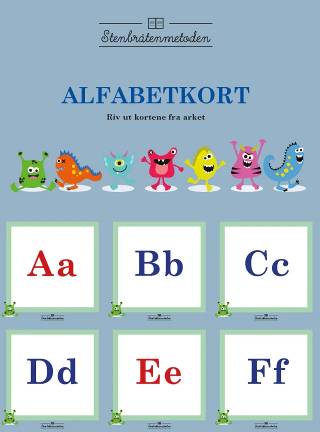 Tell Forlag Stenbråtenmetoden Alfabetkort 10 sett perforert