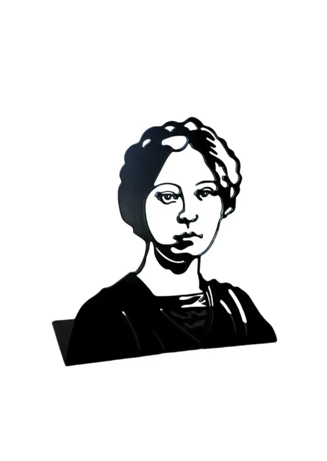 Megafon Sigrid Undset bokstøtte stål sort