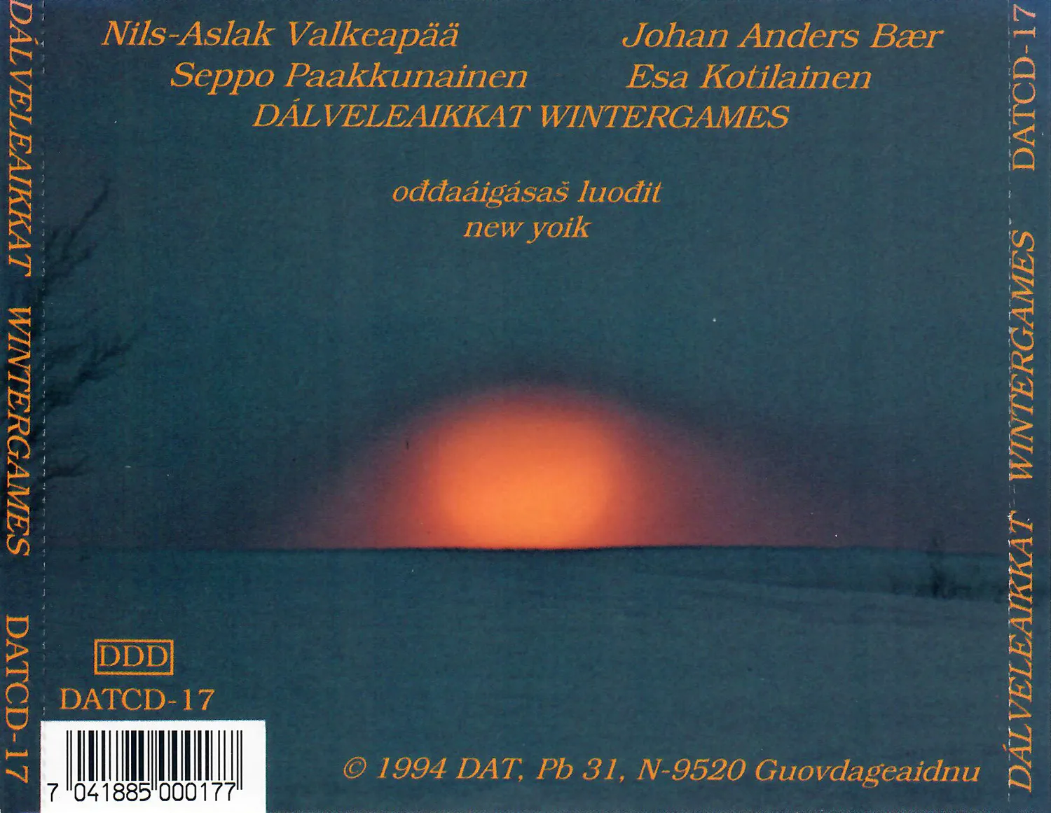DAT Dálveleaikkat Wintergames CD med OL-joik 1994